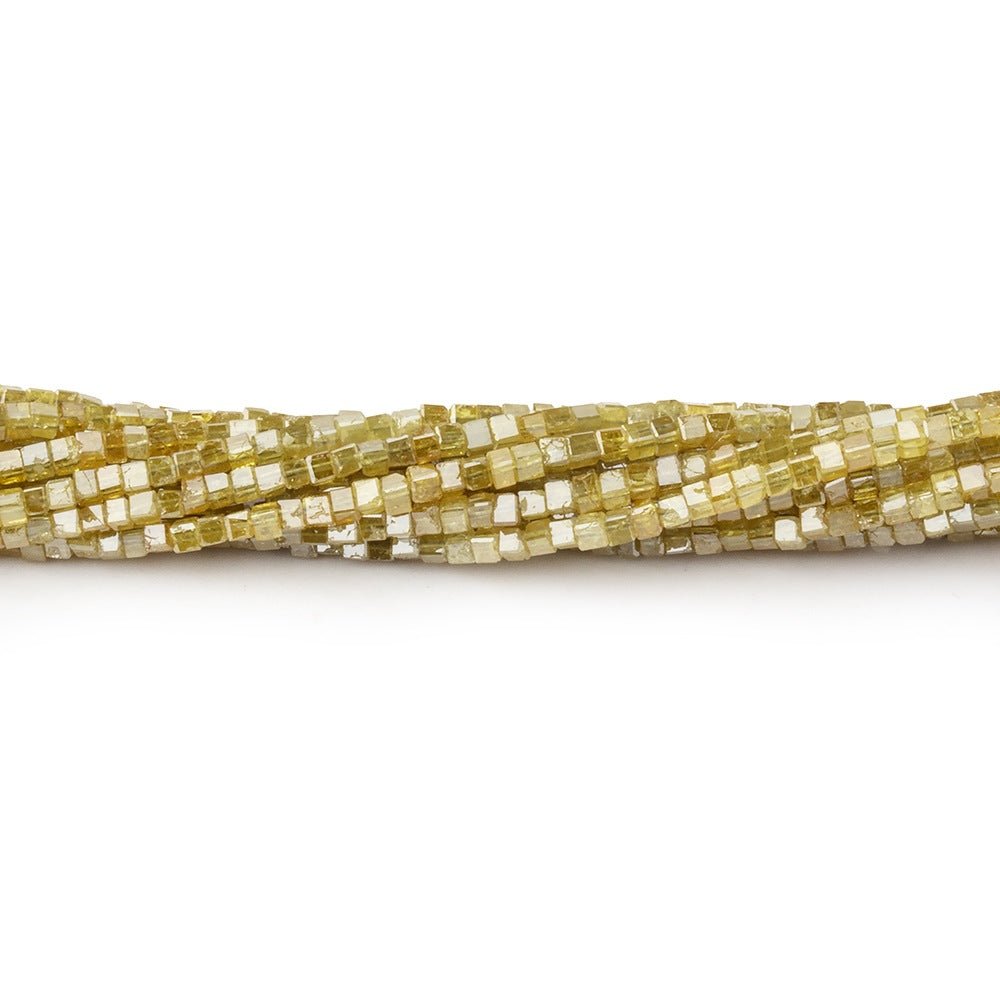 1-1.5mm Canary Yellow Diamond Cube Beads 16 inch 315 pieces