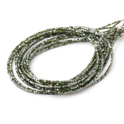 1-1.7mm Olive Green Diamond Unfaceted Cube Beads 15 inch 290 pieces
