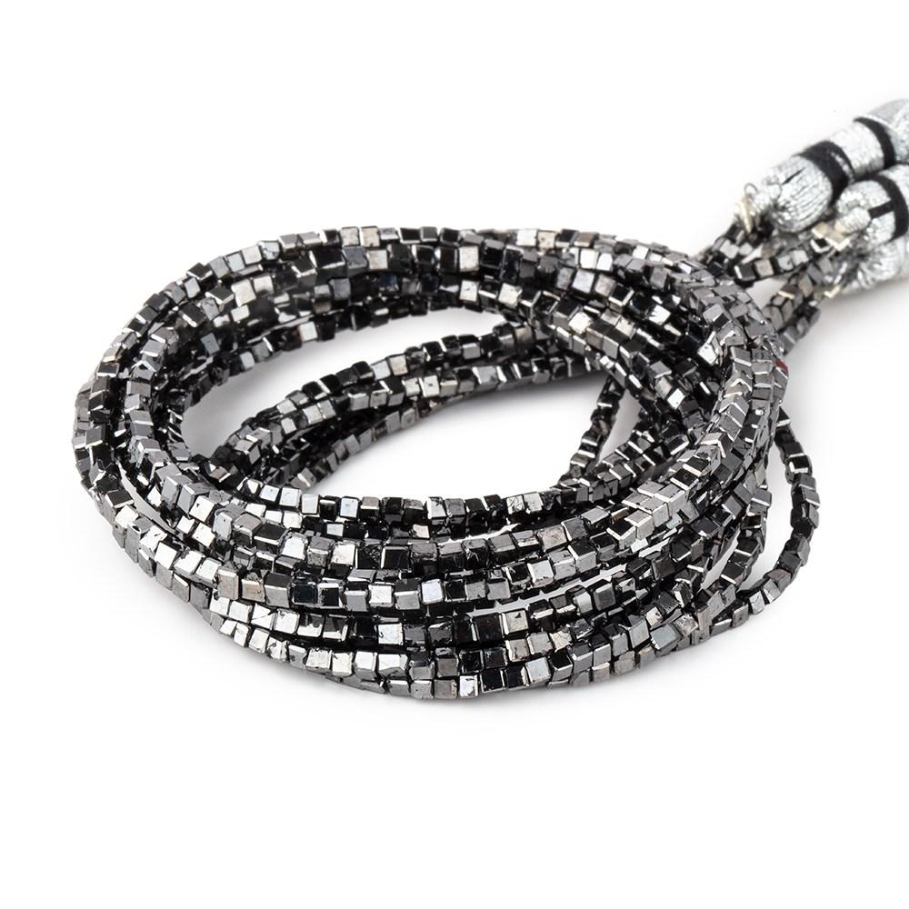 1-2mm Black Diamond Unfaceted Cube Beads 15 inch 255 pieces