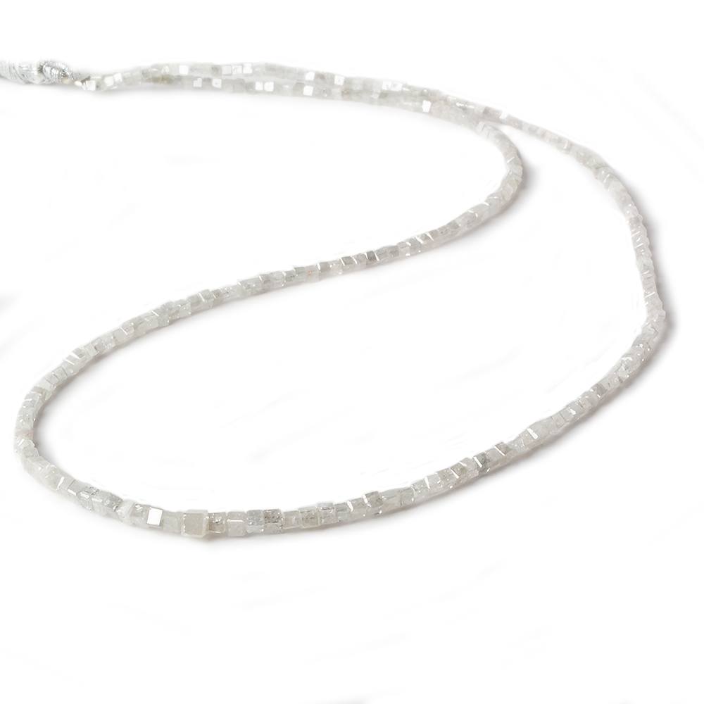 1-2mm White Diamond Unfaceted Cube Beads 14 inch 295 pieces