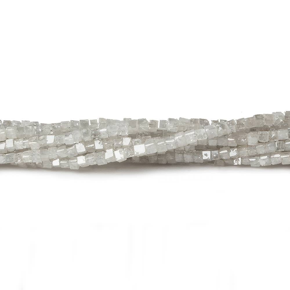 1-2mm White Diamond Unfaceted Cube Beads 14 inch 295 pieces