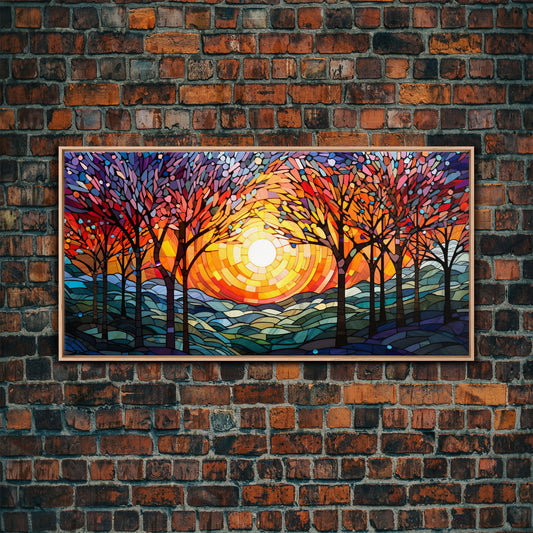 Colorful Mosaic Painting, Thanksgiving Decor, Stained Glass Canvas Print, Norse Mythology Inspired, Fall Centerpiece Art, Autumn Decor