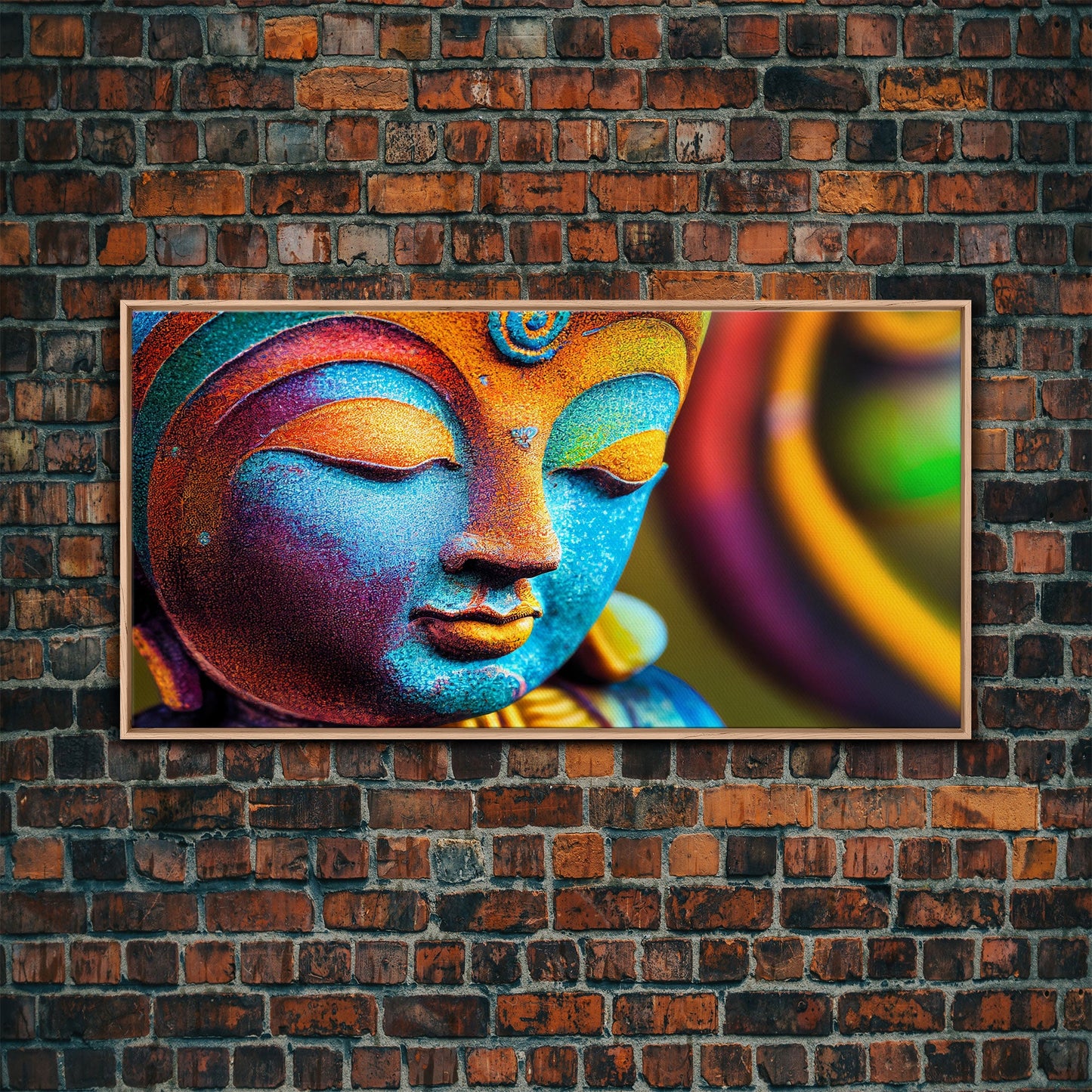 Colorful Buddha Canvas Wall Art, Framed Canvas Print, Buddhism Print, Yoga, Zen Wall Art, Buddha Decor
