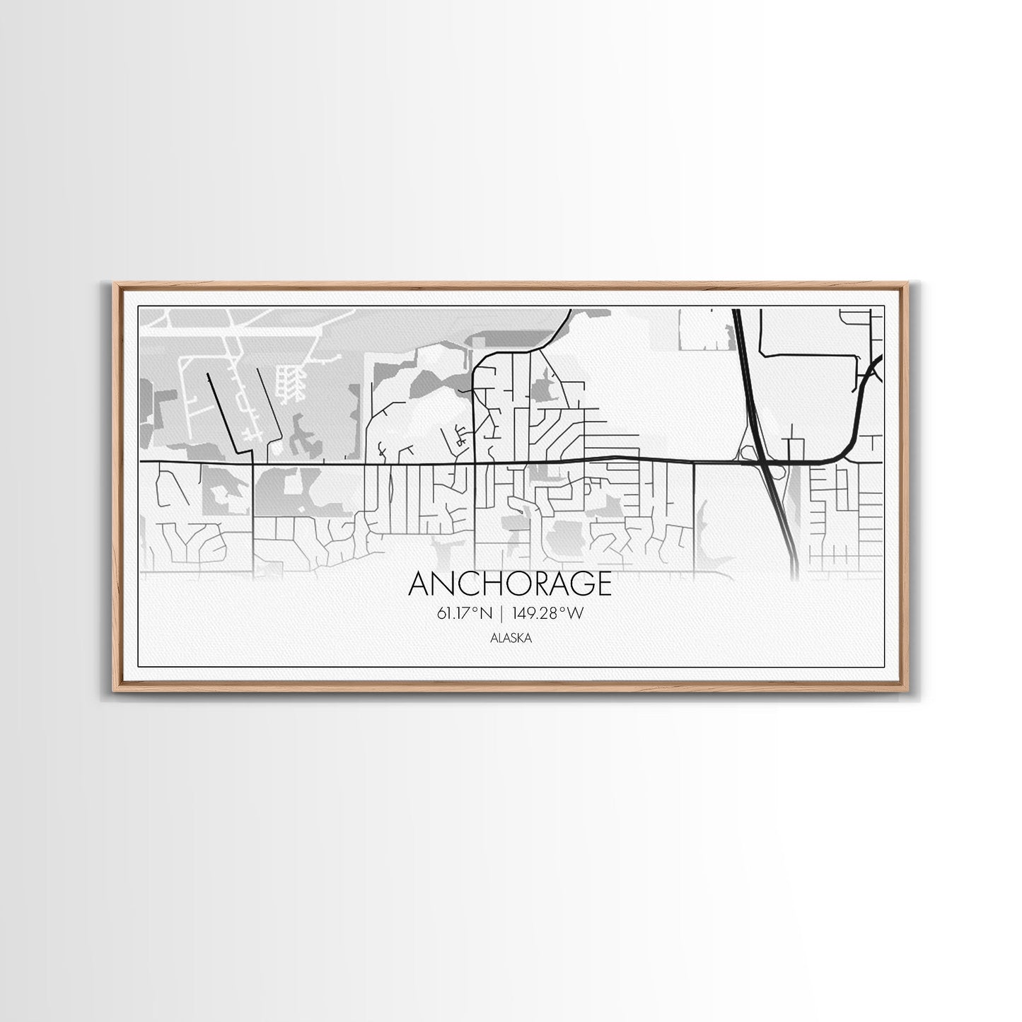 Anchorage Street Map, Alaska Map, Map Print, Modern Art, Wall Art, Canvas Print, Bedroom Décor, City Map Wall Art, Minimalist Décor, Prints