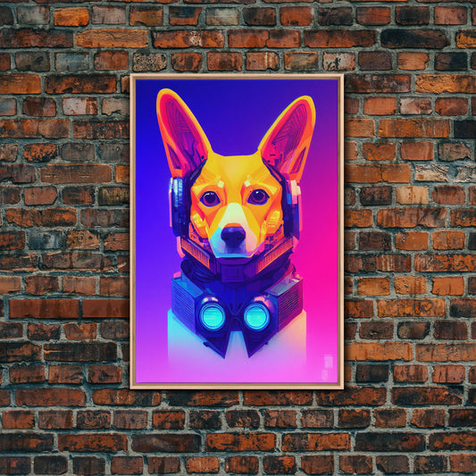 Colorful Corgi Dog Futuristic Robot Fine Art Print, Wall Art Print, Wall Poster, Wall Decor