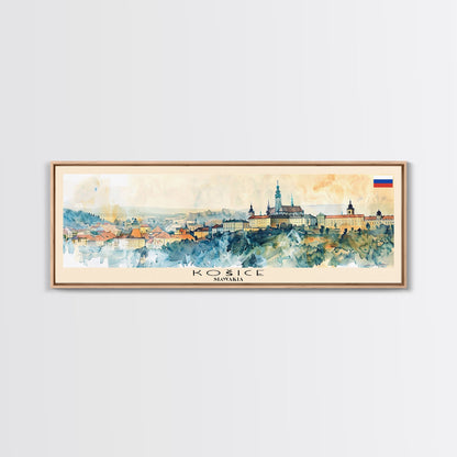 Kosice Slovakia Travel Art, City Art, Framed Canvas Print or Metal Wall Art, Europe Travel Poster, Panoramic Wall Art, Extra Wide Wall Art