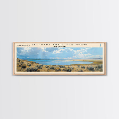 Elephant Butte Reservoir New Mexico Framed Canvas Print, Panoramic Lake House Decor, Wall Art, Travel Poster, Rustic Lake Painting, Nature Art