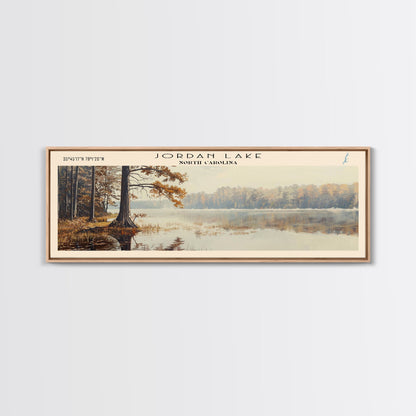 Jordan Lake North Carolina Framed Canvas Print, Lake House Art, Panoramic Travel Poster, Wall Art, Stunning Lake Painting, Home Decor