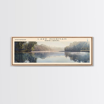 Lake Norman North Carolina Framed Canvas Print, Lake House Decor, Panoramic Wall Art, Travel Poster, Scenic Landscape Painting, Contemporary Art