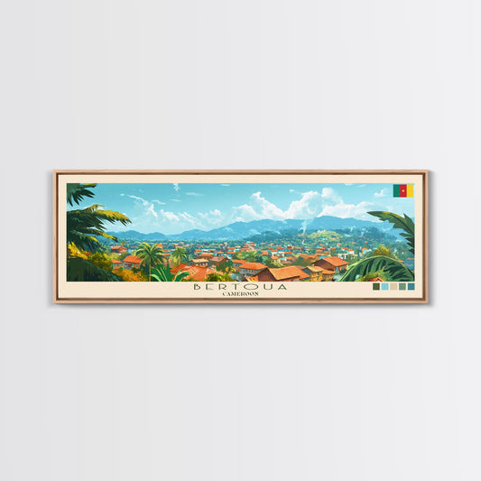 Bertoua, Cameroon Travel Poster Panoramic Canvas Print, Bertoua, Cameroon Painting, Cameroon Art, Bertoua Travel Art, Guest Room Painting