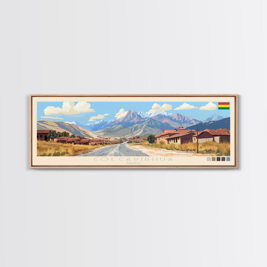 Colcapirhua, Bolivia Travel Poster Panoramic Canvas Print, Colcapirhua, Bolivia Painting, Bolivia Art, Colcapirhua Travel Art, Guest Room Painting