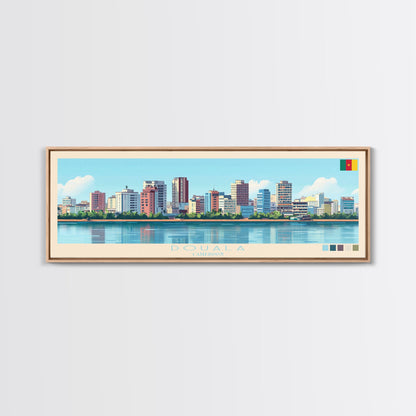 Douala, Cameroon Panoramic Travel Poster Canvas Print, Douala, Cameroon Painting, Cameroon Art, Douala Panoramic Travel Art, Travel Painting
