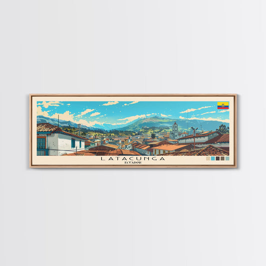 Latacunga, Ecuador Panoramic Canvas Print, Latacunga, Ecuador Painting, Ecuador Art, Latacunga Travel Poster, Travel Art, Housewarming Gift