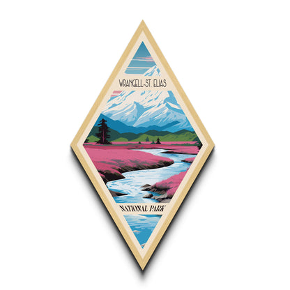 Retro Wrangell-St. Elias National Park Travel Poster Canvas Texture Print, Travel Decor Artwork, Midcentury Modern Decor Alaska Travel Art