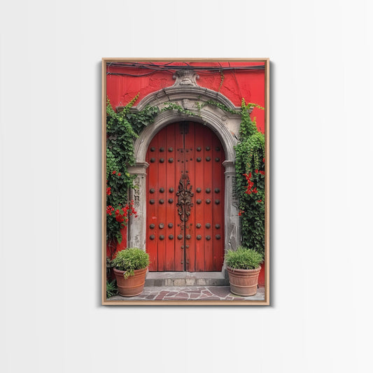 Change Hacienda Architecture Framed Canvas Print, Mexican Wall Art, Art of Mexico, Original Artwork, Wood Framed Ready To Hang