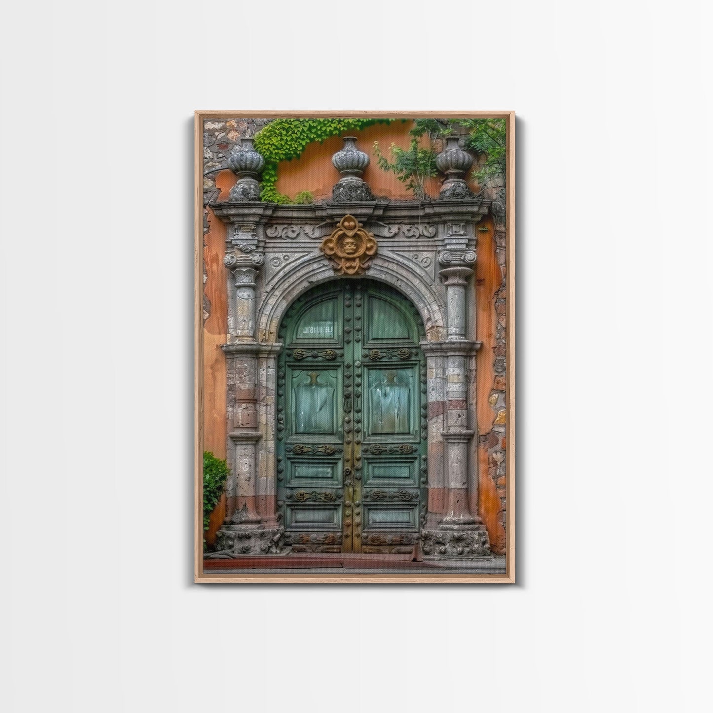 Change23 Hacienda Architecture Framed Canvas Print, Mexican Wall Art, Art of Mexico, Original Artwork, Wood Framed Ready To Hang