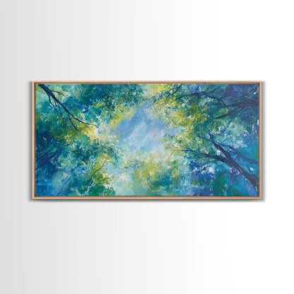 Canopy View, tree painting, green wall art, botanical prints, sage green wall art, whimsical art, Framed Canvas Print, gift idea