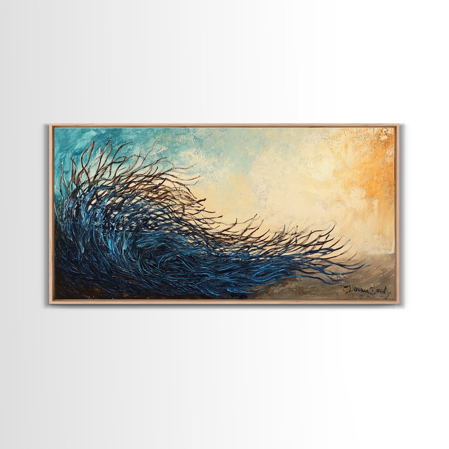 Abstract Wind, Canvas Print, wabi sabi art, moody art, extra wide painting, contemporary abstract, panoramic wall art