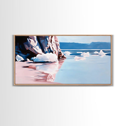 Reflections, Winter Seascape, Arctic Art, Canvas Print, Coastal Wall Decor, Living Room Art, Minimalist Landscape, Nature Painting