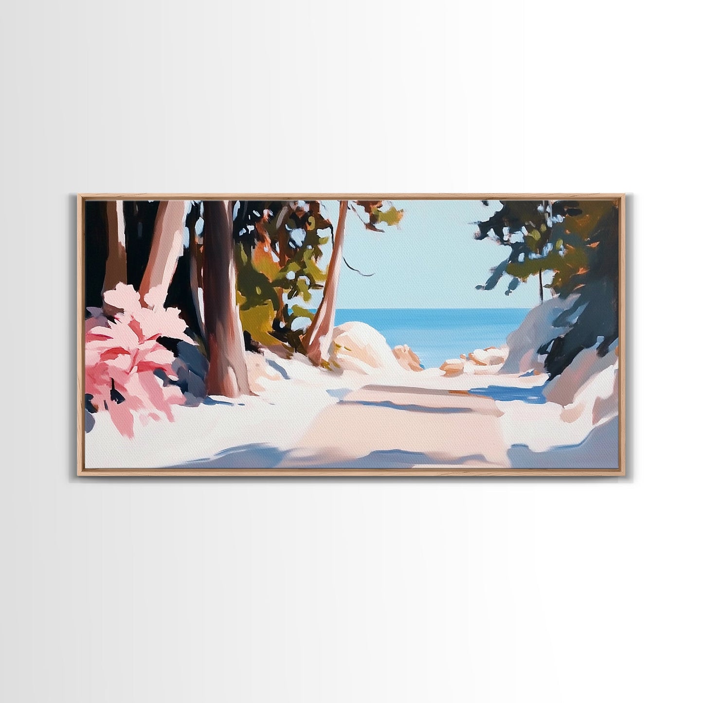 Woodland Path, Lakeside Retreat, Nature Escape, Canvas Print, Rustic Wall Art, Cabin Decor, Landscape Painting, Outdoor Serenity