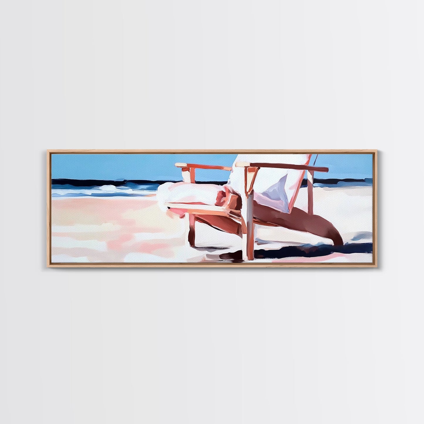 Beach Chair, Coastal Relaxation, Vacation Home Art, Canvas Print, Seaside Aesthetic, Minimalist Beach Painting, Soft Pastel Art
