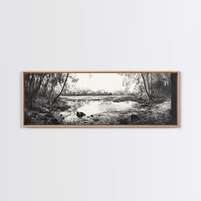 Swamp Scene, Wetlands Wall Art, Nature Reflection Print, Framed Canvas Print, Rustic Living Room Art, Earthy Tones, Woodland Decor