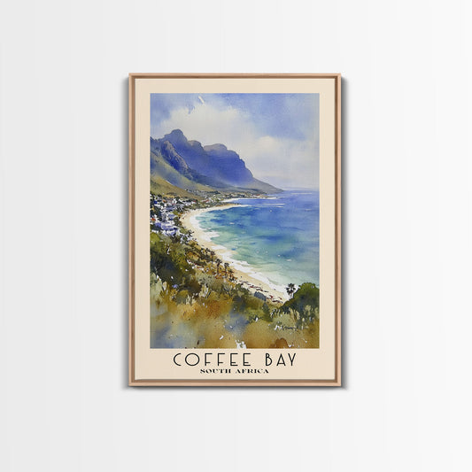 Coffee Bay, South Africa Watercolor Print, Vacation Gift, South Africa Wall Art, Beach Painting, Beach Decor, Large Wall Art, Wood Frame Art