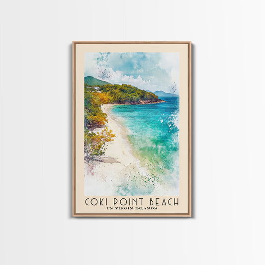 Coki Point Beach, US Virgin islands Watercolor Print, Vacation Gift, US Virgin islands Wall Art, Vacation Wall Art, Vacatation Memories, Beach Decor, Beach Or Lakehouse Art