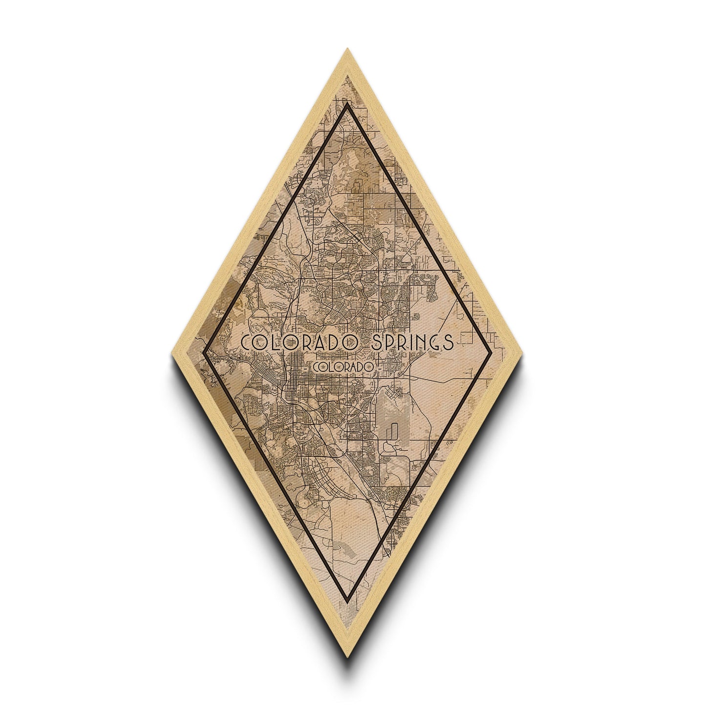 Colorado Springs Diamond Shaped Travel Poster, Custom Diamond Shaped Wall Art, City Map Canvas