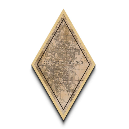 Colorado Springs Diamond Shaped Travel Poster, Custom Diamond Shaped Wall Art, City Map Canvas