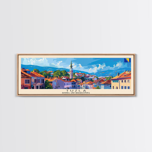 Tuzla Bosnia Travel Print Wall Art, Panoramic City Art, Travel Art, Wall Decor, Vacation Gift, Framed Canvas Print Or Metal Art