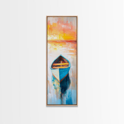 Colorful Boat at Sunset Canvas Print nautical painting coastal decor seascape painting beach house wall art ocean art