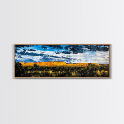 Southwest desert, landscape painting, long narrow wall art, extra wide art, panoramic painting, framed canvas print, rustic decor
