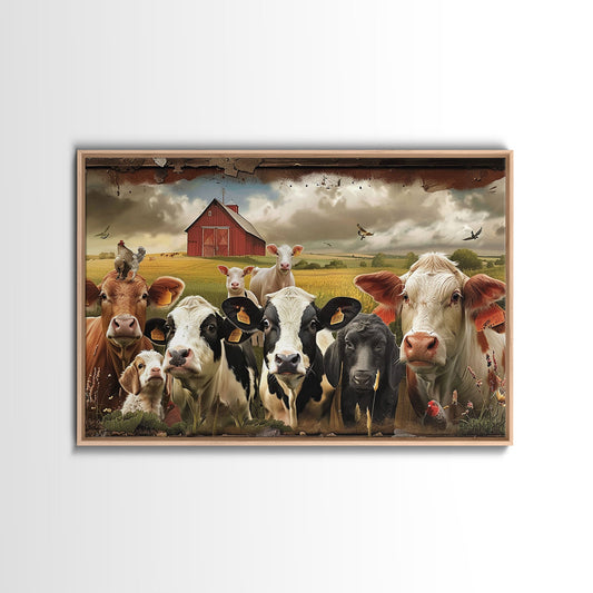 Cute Farmhouse Animal Print, Window Art, Wall Art, Home Decor, Wall Decor, Cute Farmhouse Kitsch Living Room Art