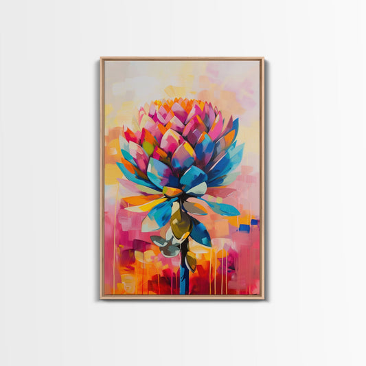 Colorful Rooster Art Framed Canvas Print - Farmhouse Wall Art, Living Room Decor, Vibrant Animal Art for Home Decoration