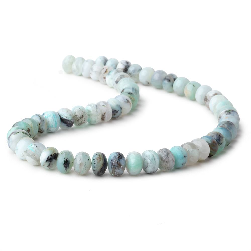 10-10.5mm Blue Peruvian Opal Plain Rondelle Beads 16 inch 54 pieces