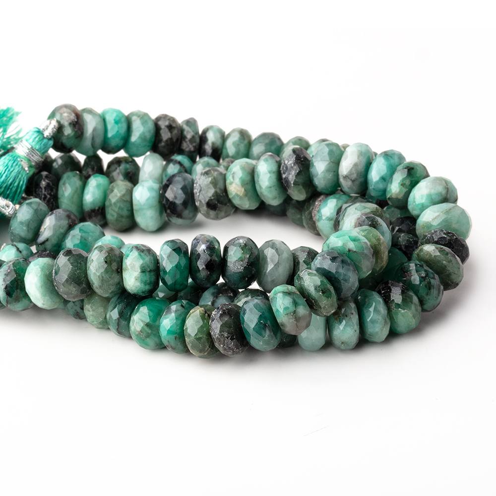 10-10.5mm Brazilian Emerald Faceted Rondelle Beads 7.5 inch 32 pieces