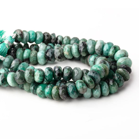 10-10.5mm Brazilian Emerald Faceted Rondelle Beads 7.5 inch 32 pieces