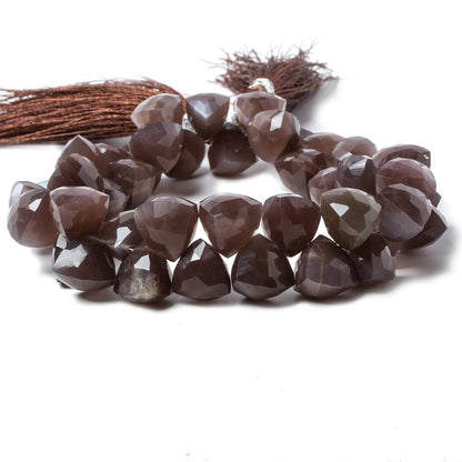 10-10.5mm Chocolate Moonstone top drilled faceted trillion beads 8 inch 43 pcs