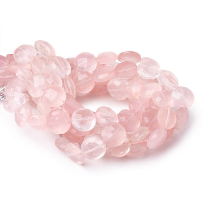 10-10.5mm Rose Quartz Faceted Coin Beads 8 inch 20 pieces
