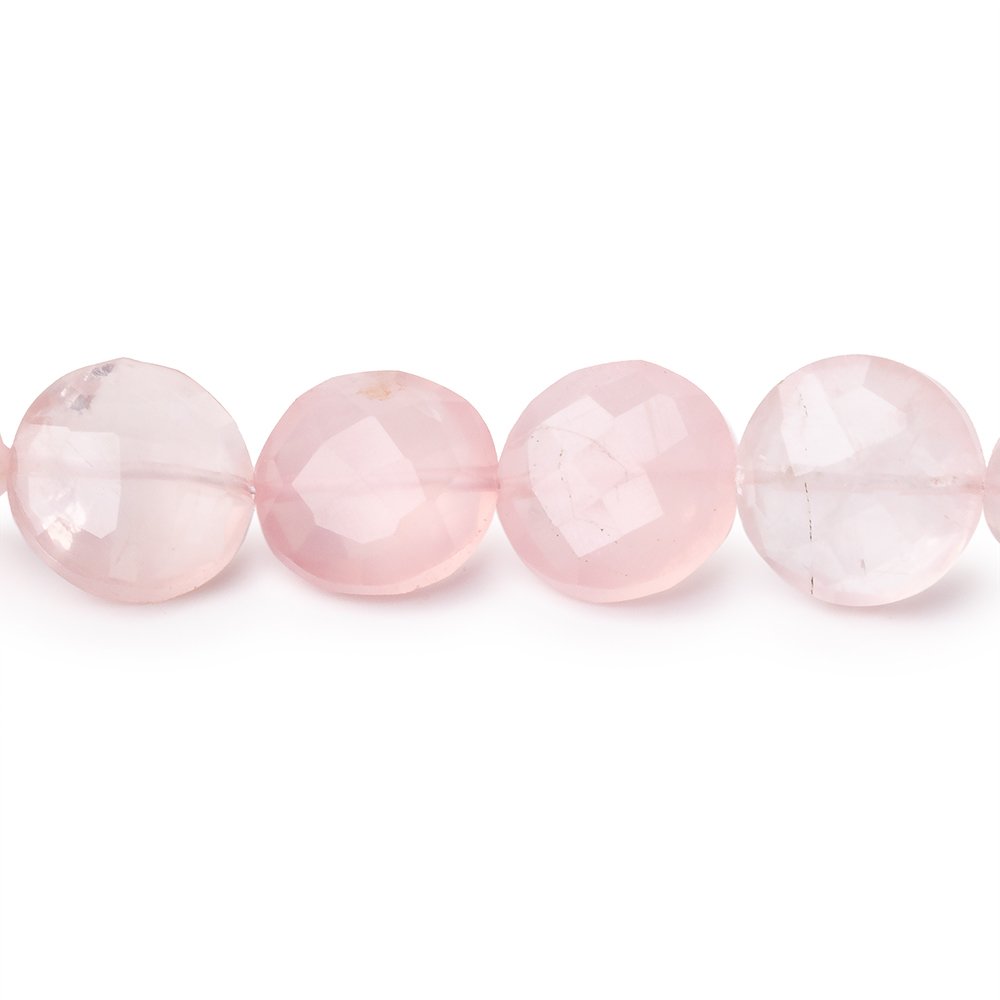 10-10.5mm Rose Quartz Faceted Coin Beads 8 inch 20 pieces
