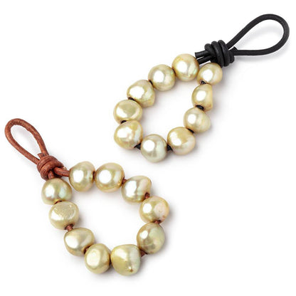 10-11.5mm Lemon Grass Large Hole Baroque Pearls Set of 11