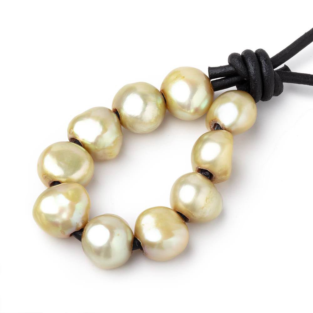 10-11.5mm Lemon Grass Large Hole Baroque Pearls Set of 11