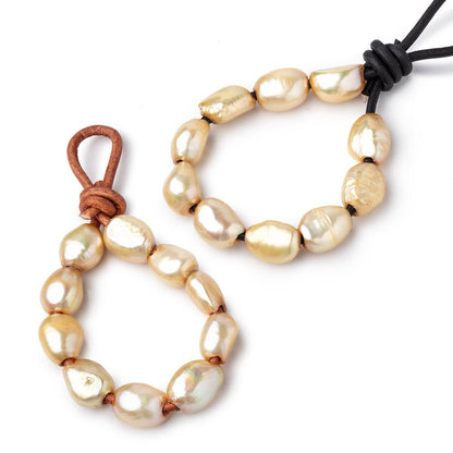 10-11.5mm Lemon Grass Large Hole Baroque Set of 10 Pearls