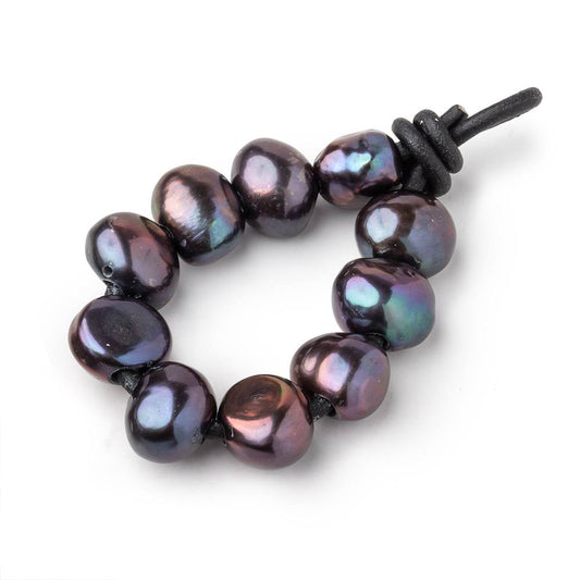 10-11mm Copperish Peacock Large Hole Baroque Pearls Set of 10