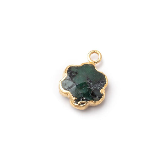 10-11mm Gold Leafed Emerald Faceted Flower Focal Pendant 1 piece
