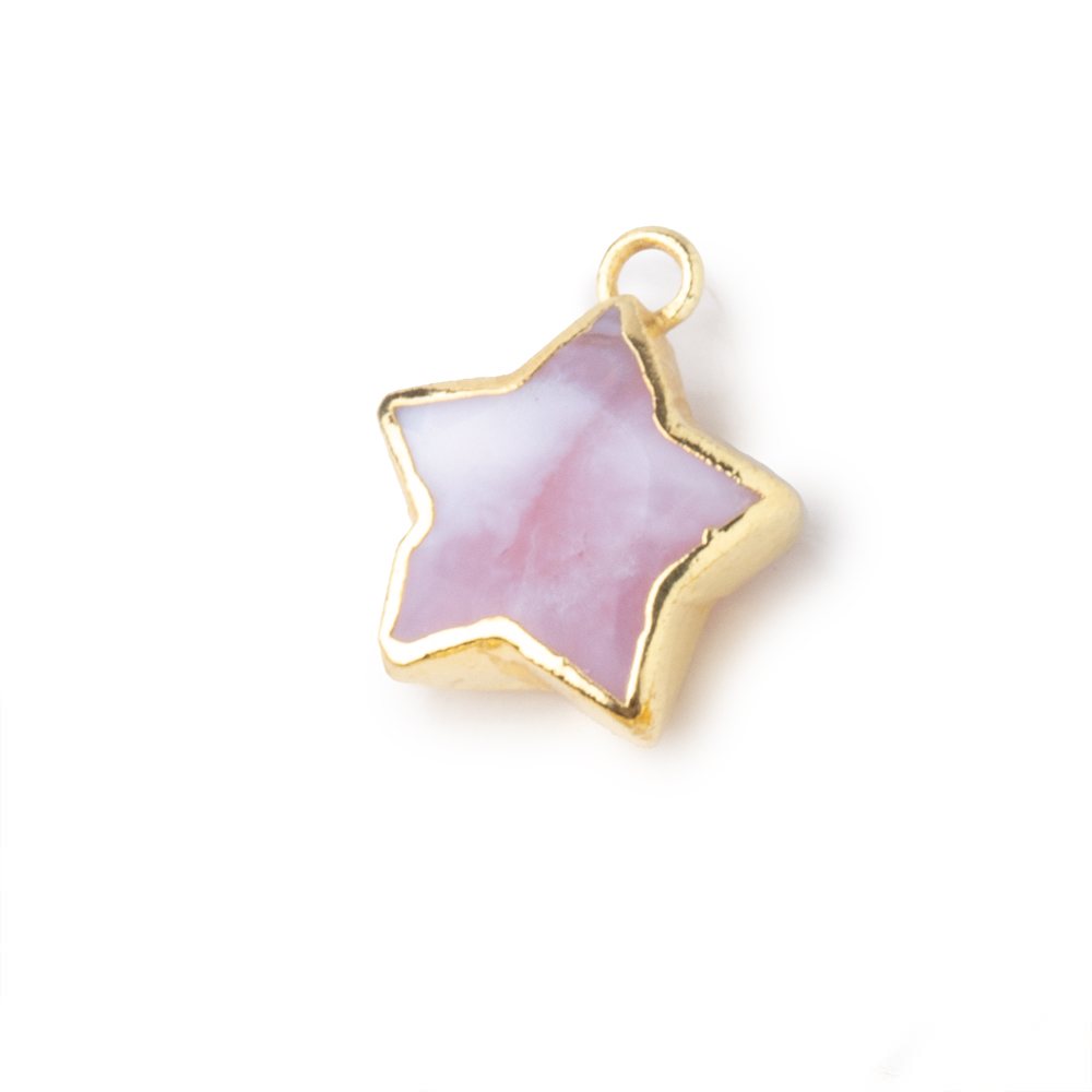 10-11mm Gold Leafed Pink Peruvian Opal Faceted Star Focal Pendant 1 piece