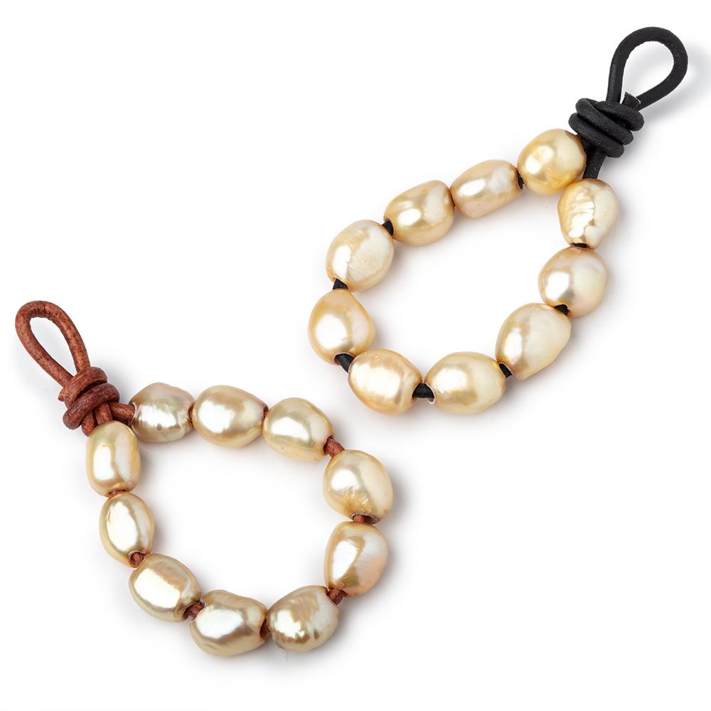 10-11mm Pale Gold Large Hole Baroque Pearls Set of 10