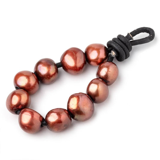 10-11mm Paprika Brown Large Hole Baroque Pearls Set of 10