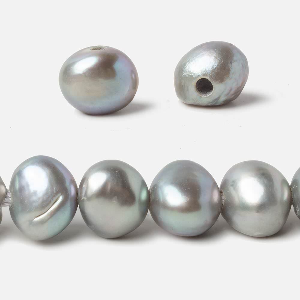 10-11mm Pistachio Silver 2.5mm Large Hole Baroque Freshwater Pearl 15 in 40 pcs